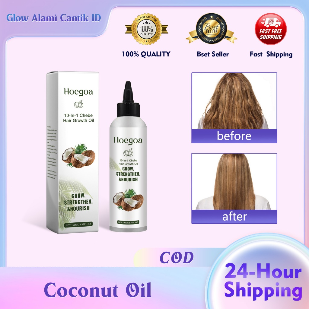Hoegoa Minyak Rambut Kelapa 100ml Coconut Hair Oil Serum Penumbuh Rambut Botak Penebal Cepat Anti Ro