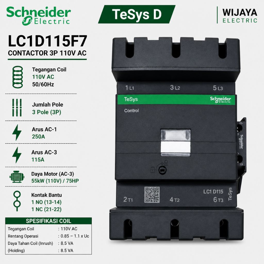 contactor kontaktor Schneider LC1D115F7 LC1D115 110vac 3phase 115a original Schneider