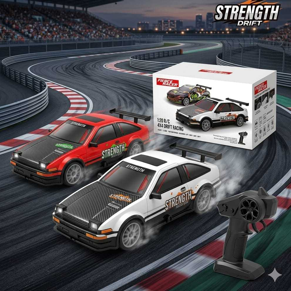 Mainan Drift Racing Remote Control Mobil Sport RC 1:20 4WD Dengan Lampu LED Balap Mobil RC 2.4GHz Ke