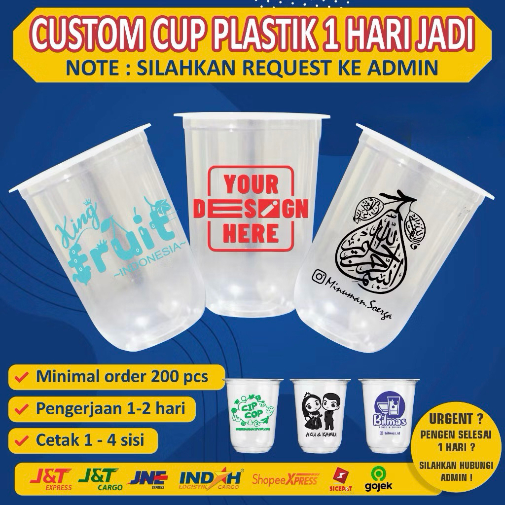 SABLON CUP OVAL COSTOM CUP OVAL PRINTING SABLON CUP CEMBUNG SABLON CUP PLASTIK 12 - 22oz