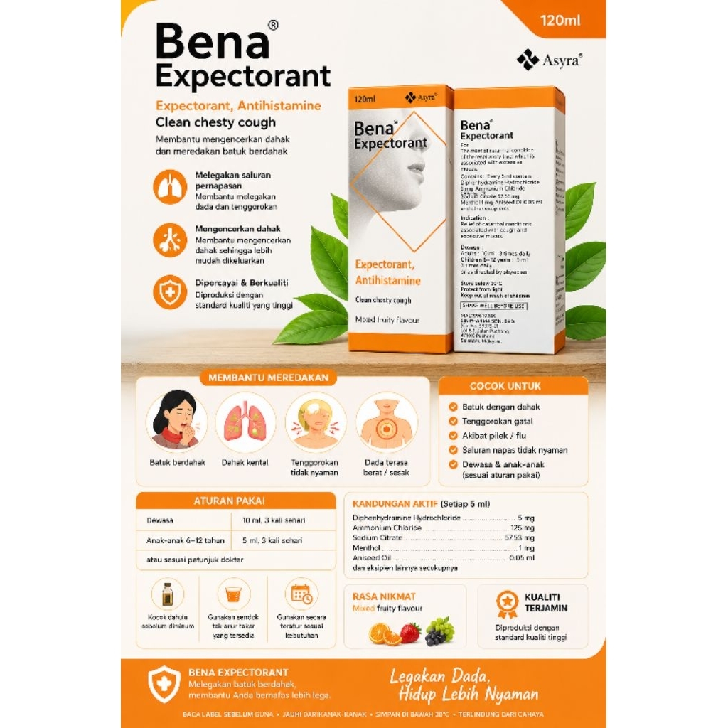 BENA EXPECTORANT - Batuk Berdahak - Original Malaysia