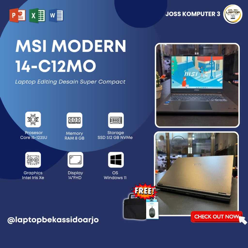 MSI MODERN 14H-D13MG //SSD 512 // INTEL IRIS