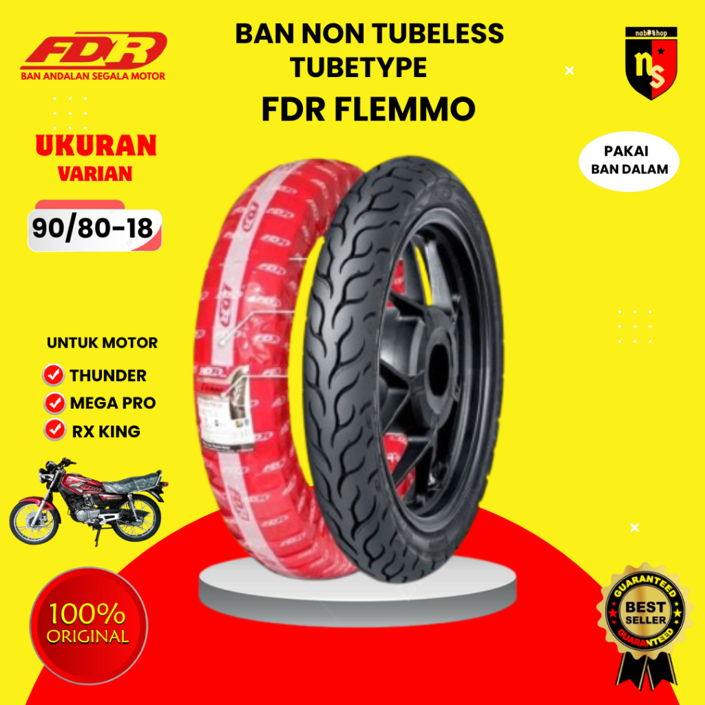 FDR Flemmo 90/90-18,300-18 Ban Motor ring 18 Scorpio - Thunder 125 - Tiger non tubeless