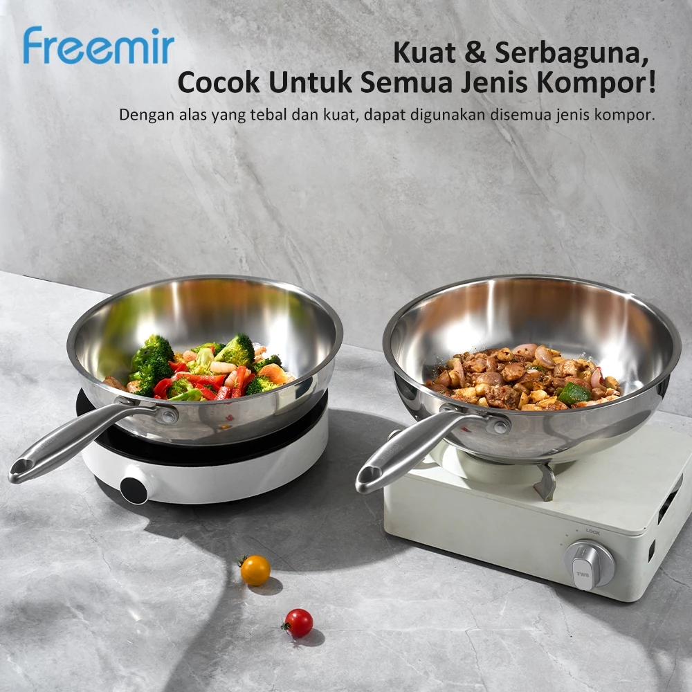 Freemir Wajan Stainless 304 28 cm /wajan Penggorengan