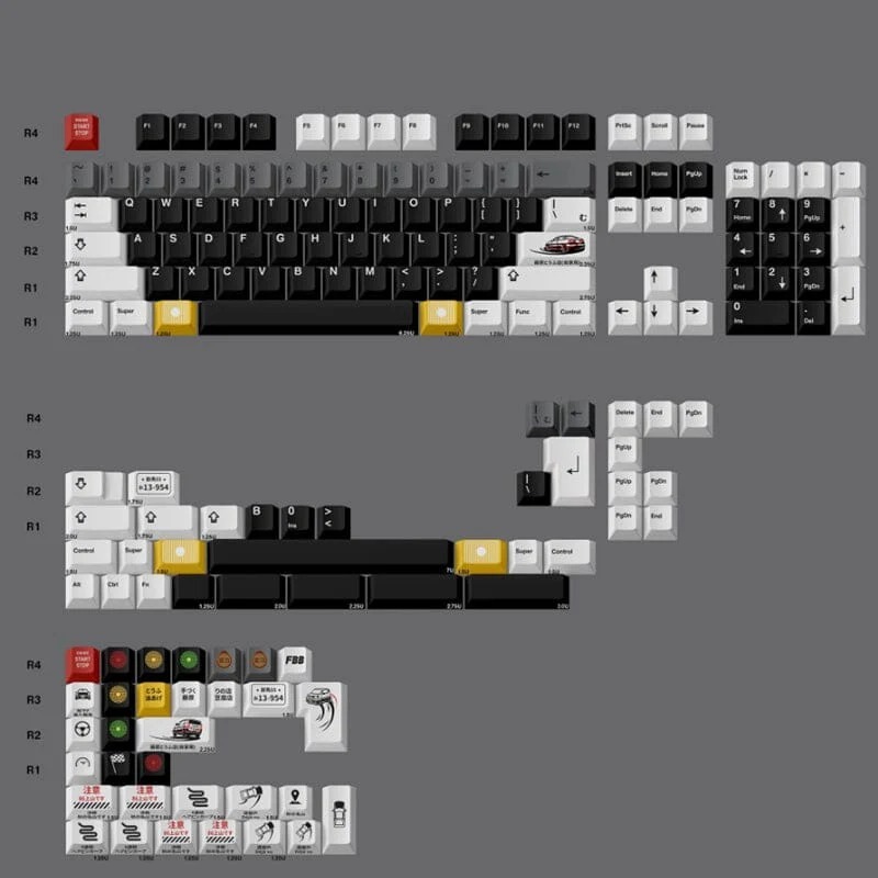FBB Car Drifting Cherry Profile Keycaps Set English Version