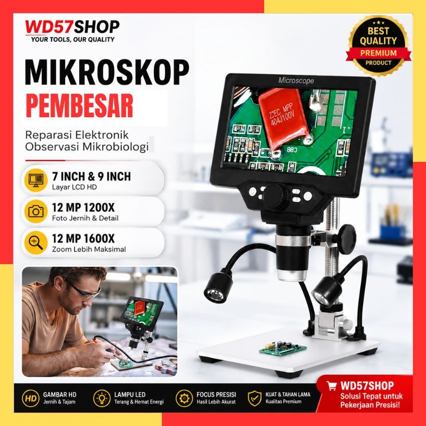 Mikroskop Digital Kaca Pembesar Microscope Laboratorium Obyek Lensa Kamera Servis Komponen Elektroni
