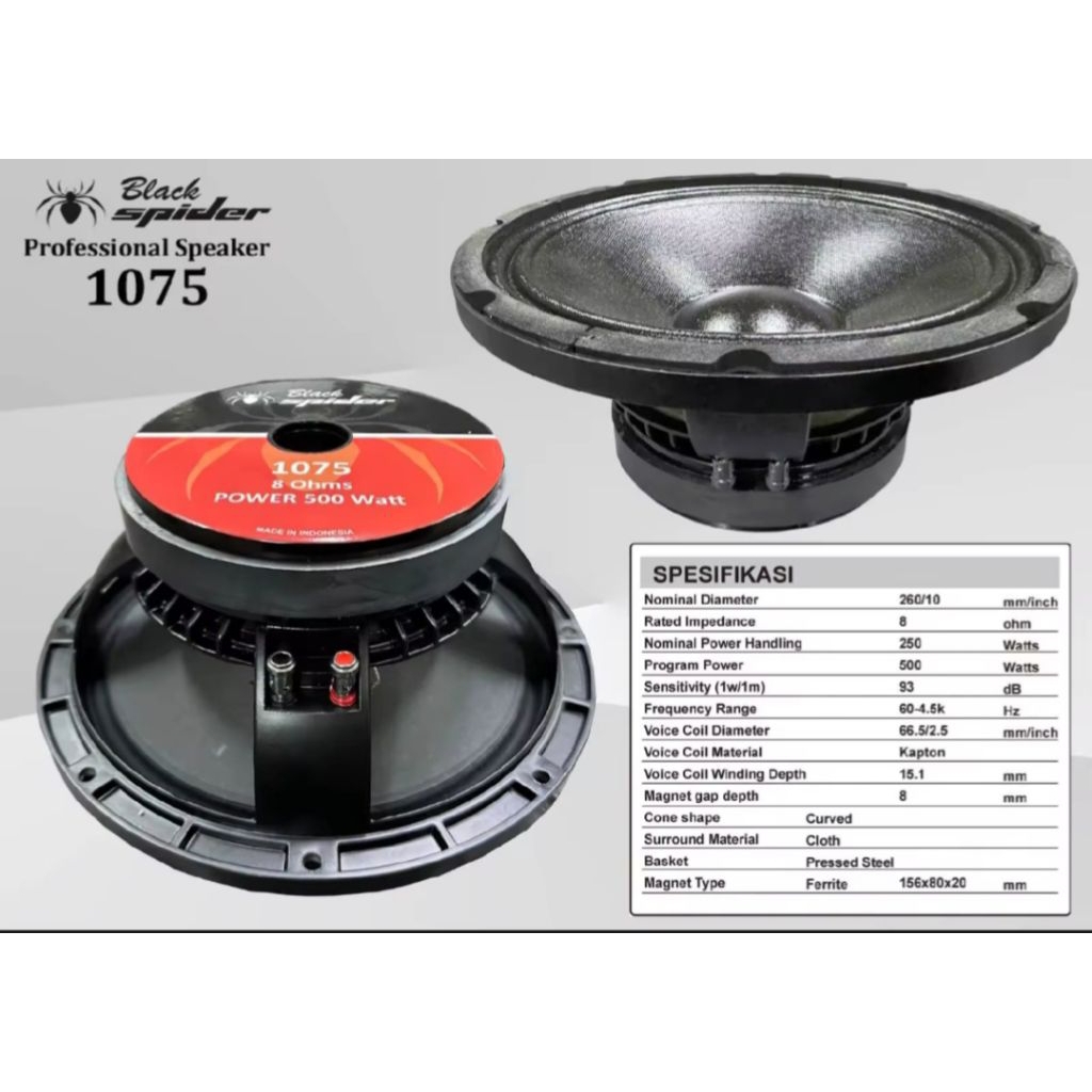 SPEAKER COMPONENT BLACK SPIDER 10 INCH 1075