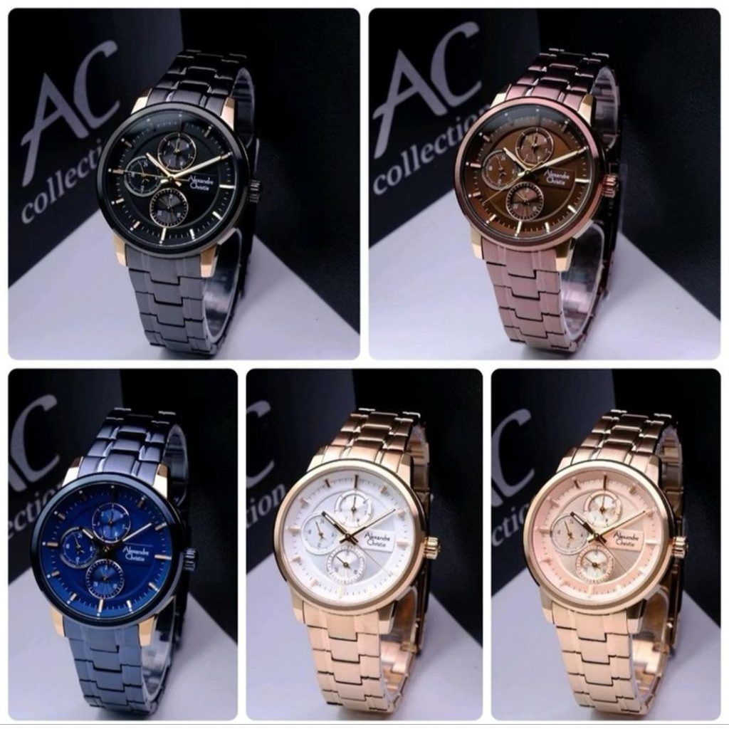 JAM TANGAN WANITA ALEXANDRE CHRISTIE AC6323 AC 6323 GARANSI 1 TAHUN ORIGINAL-ROSEGOLD BLUE