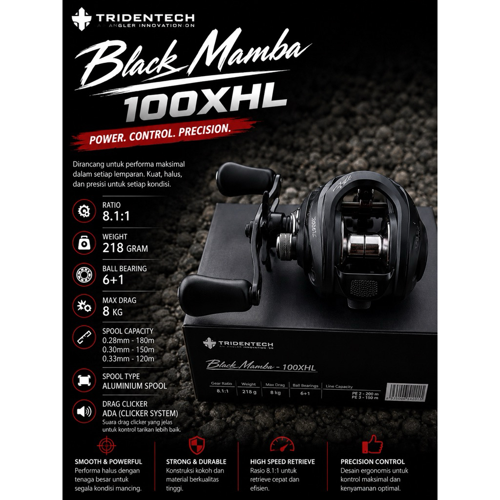 REEL BC TRIDENTECH BLACK MAMBA 100XHL