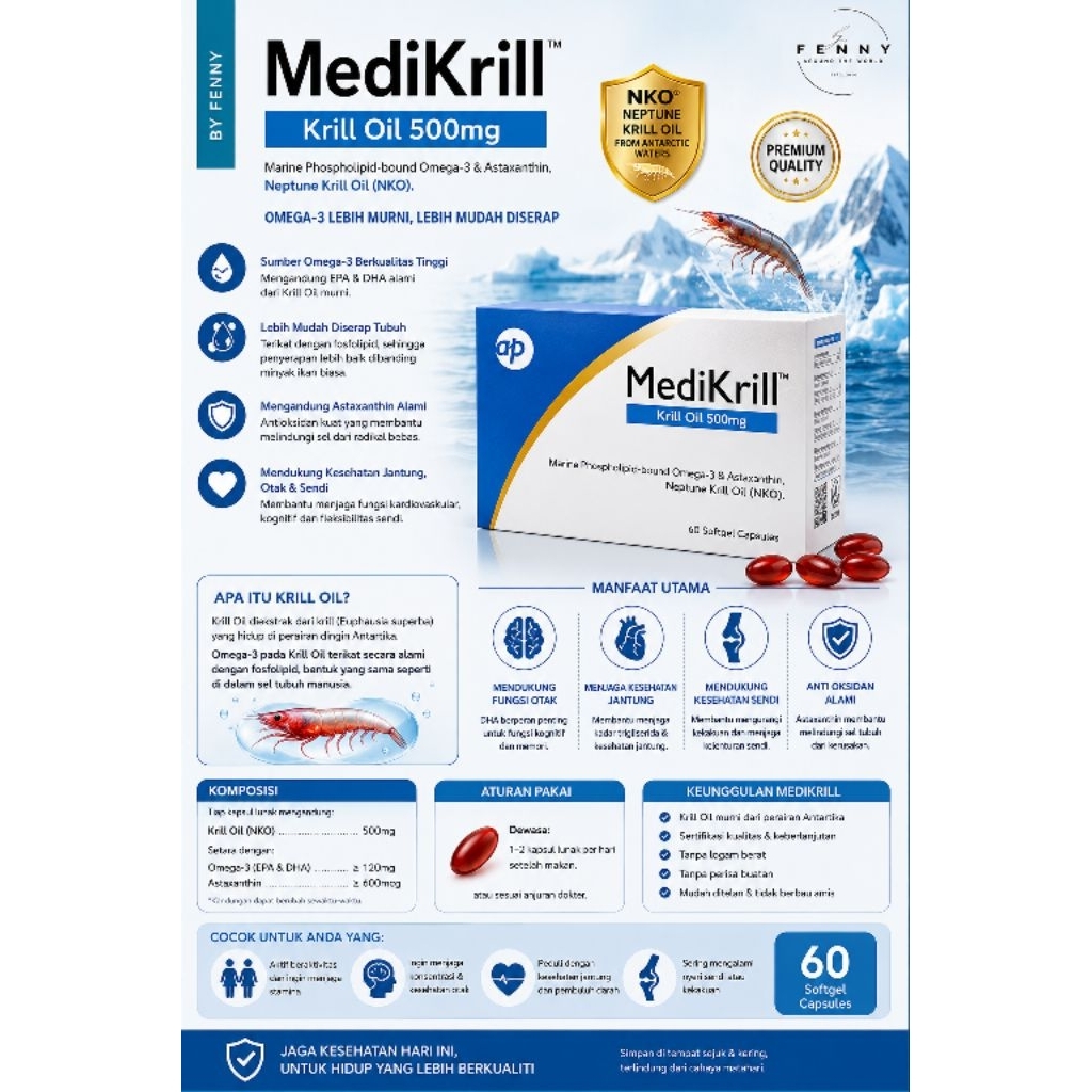 MEDIKRILL - Krill Oil 500mg - Original Malaysia