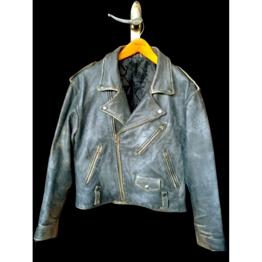 Vtg Chevignon Distressed Patina Leather Biker Jacket X Jaket Kulit Avirex Harley Davidson RBC Aero V