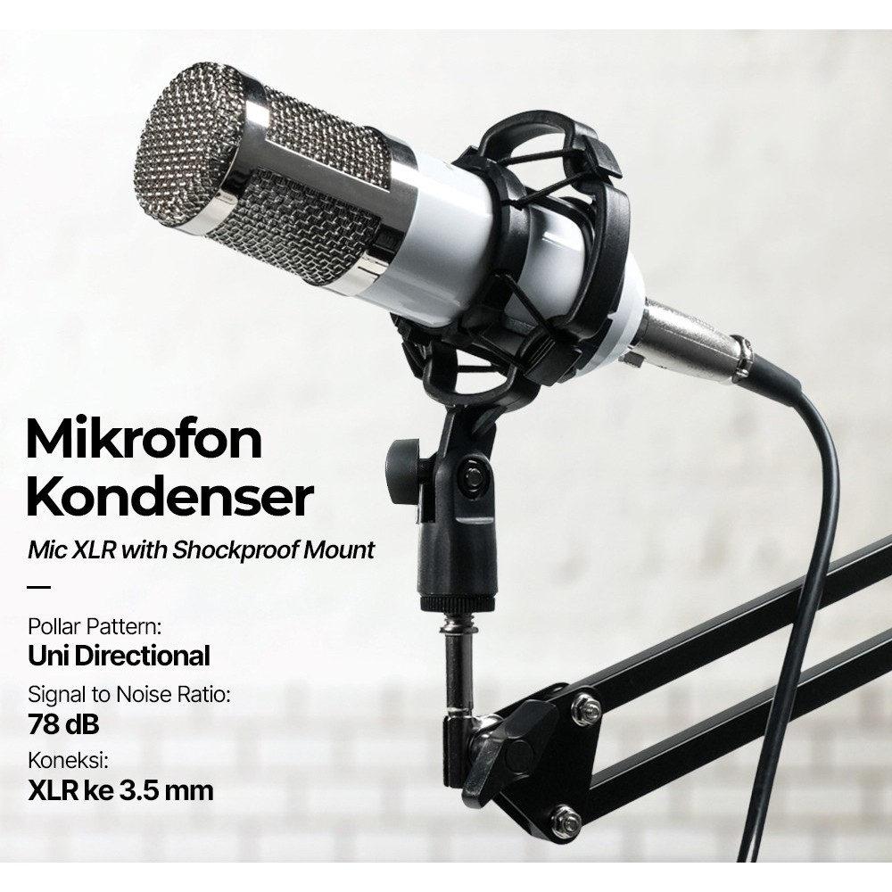 Mikrofon Kondenser XLR Condenser Microphone with Holder