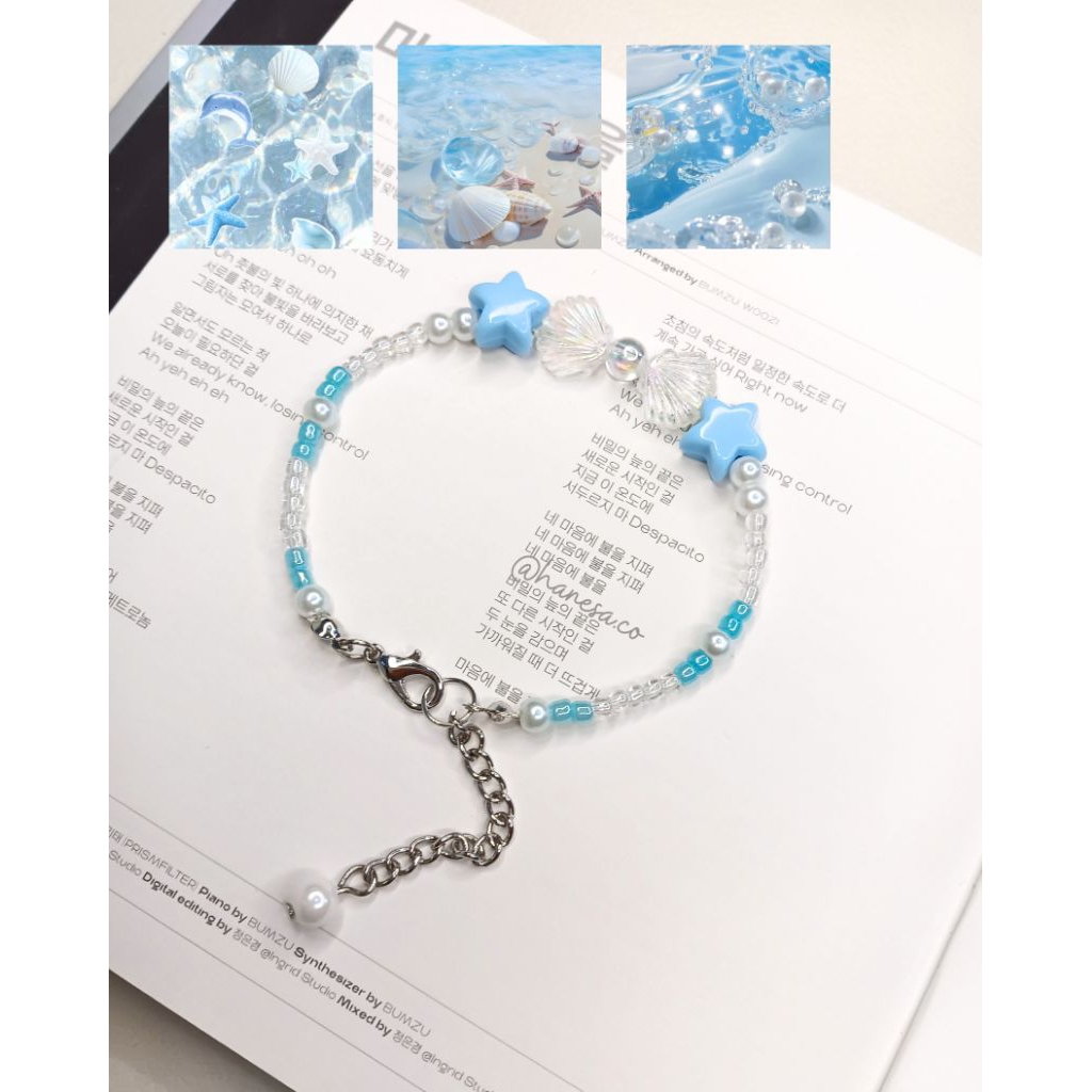 Gelang manik Tema laut | gelang manik biru | gelang mutiara | ocean bracelet