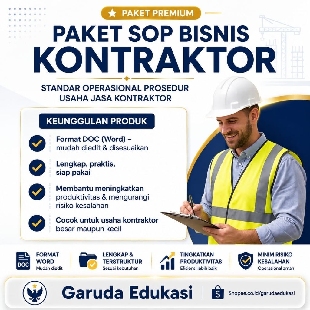 (57) Paket SOP Bisnis Kontraktor Lengkap – Standar Operasional Prosedur Usaha Jasa Konstruksi (Forma