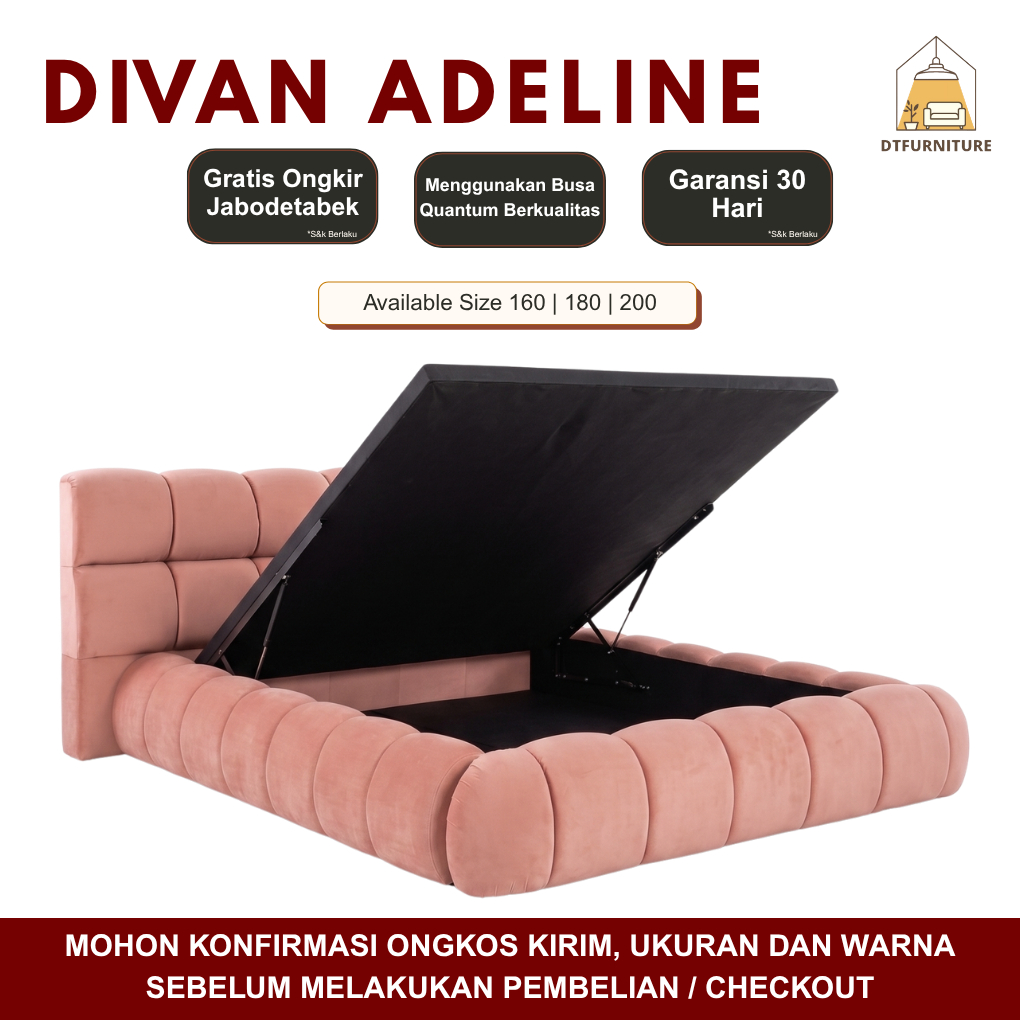 Dipan Adeline / Bed Frame / Dipan Minimalis / Dipan Modern / Dipan Aesthetic / Tempat Tidur Modern