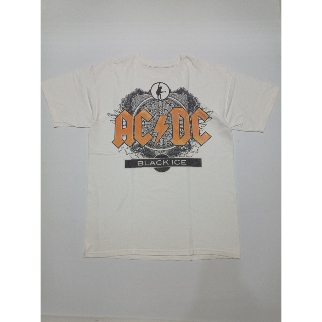 Kaos Band ACDC Black Ice Official Merchandise Warna Putih Size L Second Brand ACDC