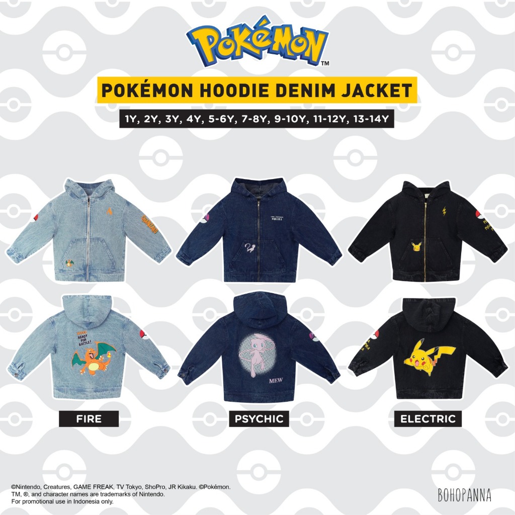 BOHOPANNA | POKEMON - HOODIE DENIM JACKET - JAKET ANAK