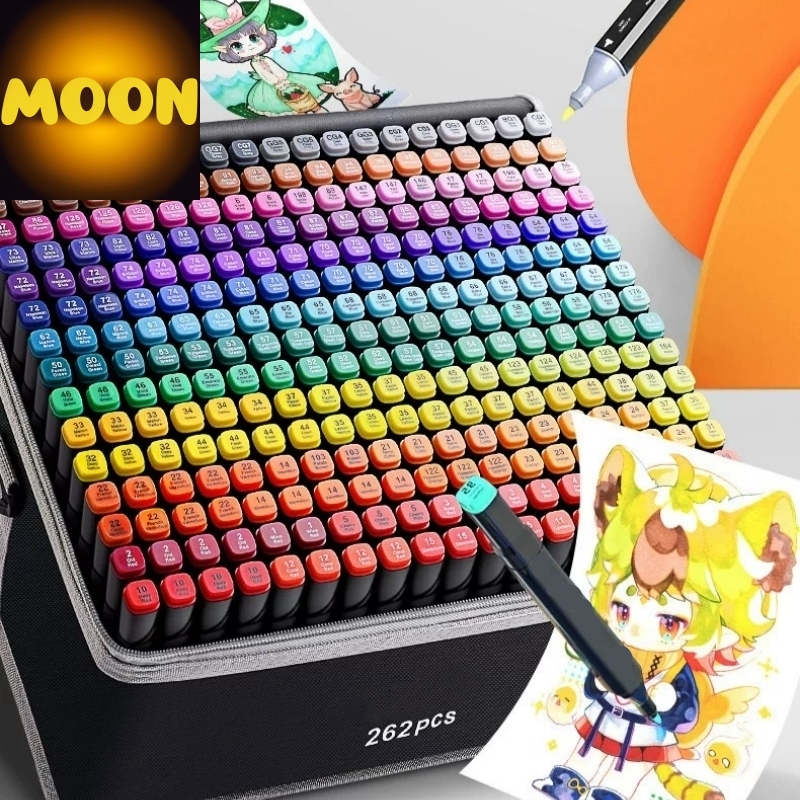 Moon Spidol Warna Warni 1 Set Sketch Marker 2 Tip Touch Marker 60/80/100/120/168/204/262 Warna