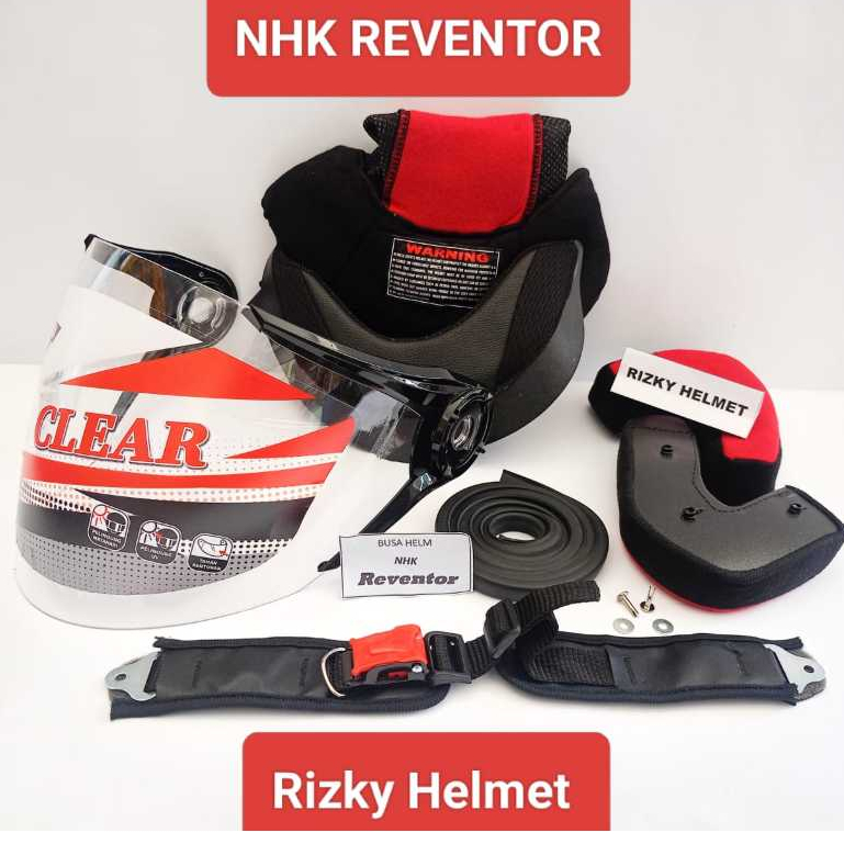 PAKET Sparepart helm NHK REVENTOR. Busa Helm NHK REVENTOR + Kaca Helm NHK REVENTOR + Tali Helm + Lis