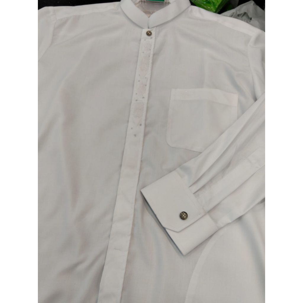 koko almia putih lengan panjang mst creative 100% almia original