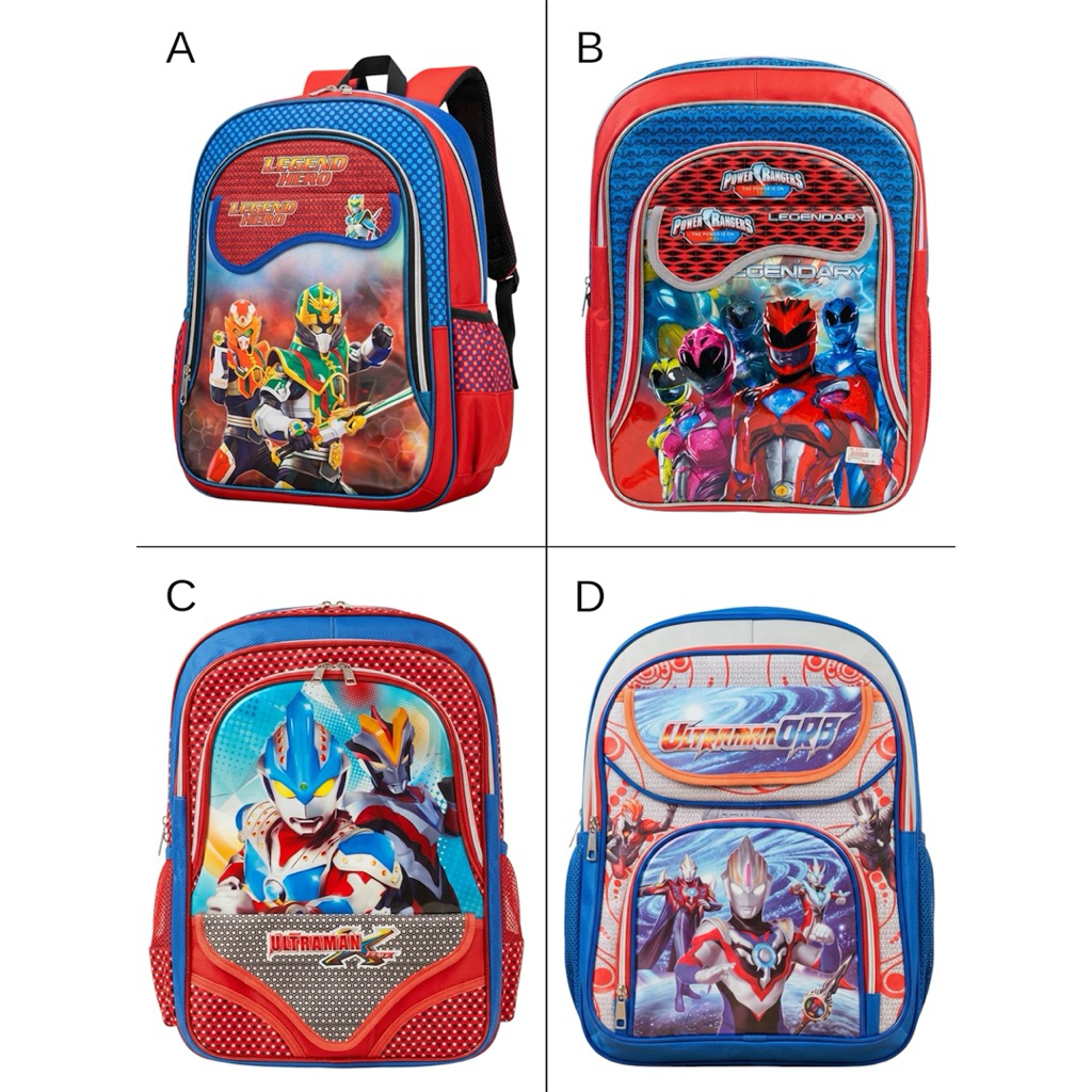 16inch School Bag character / power rangers ultraman legend hero tas punggung tas sekolah tas smp ta