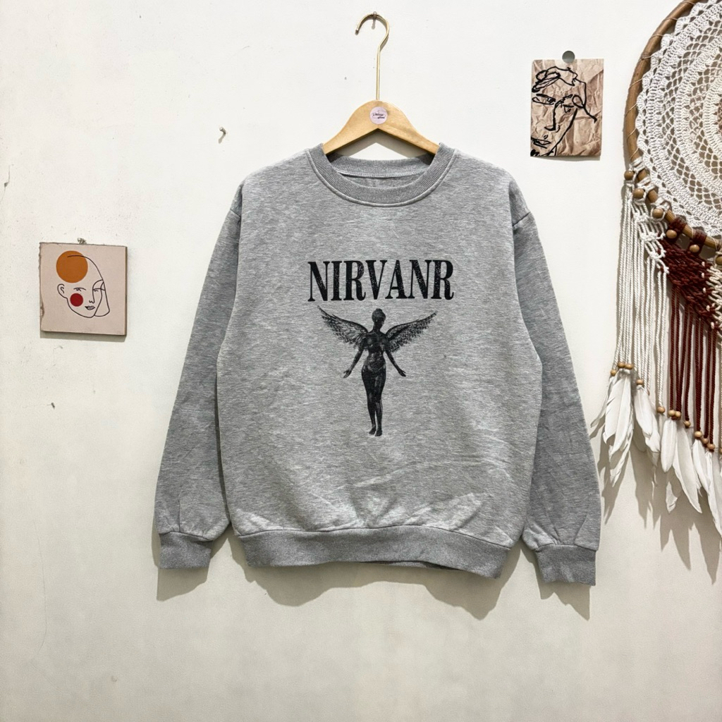 nirvana sweater crewneck merch band nirvanr vintage
