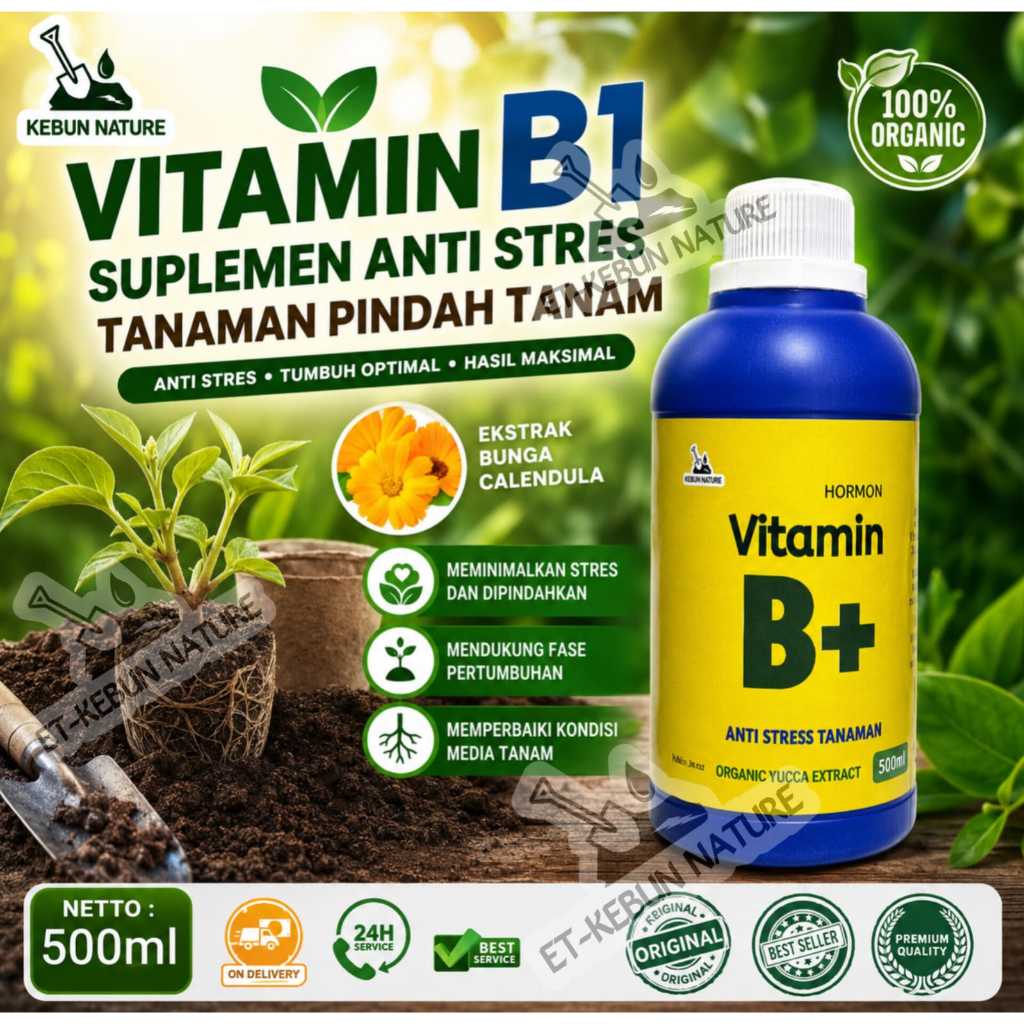 ET-KEBUN NATURE - Vitamin Akar B1 Plus Tanaman Kemasan Botol Biru Import