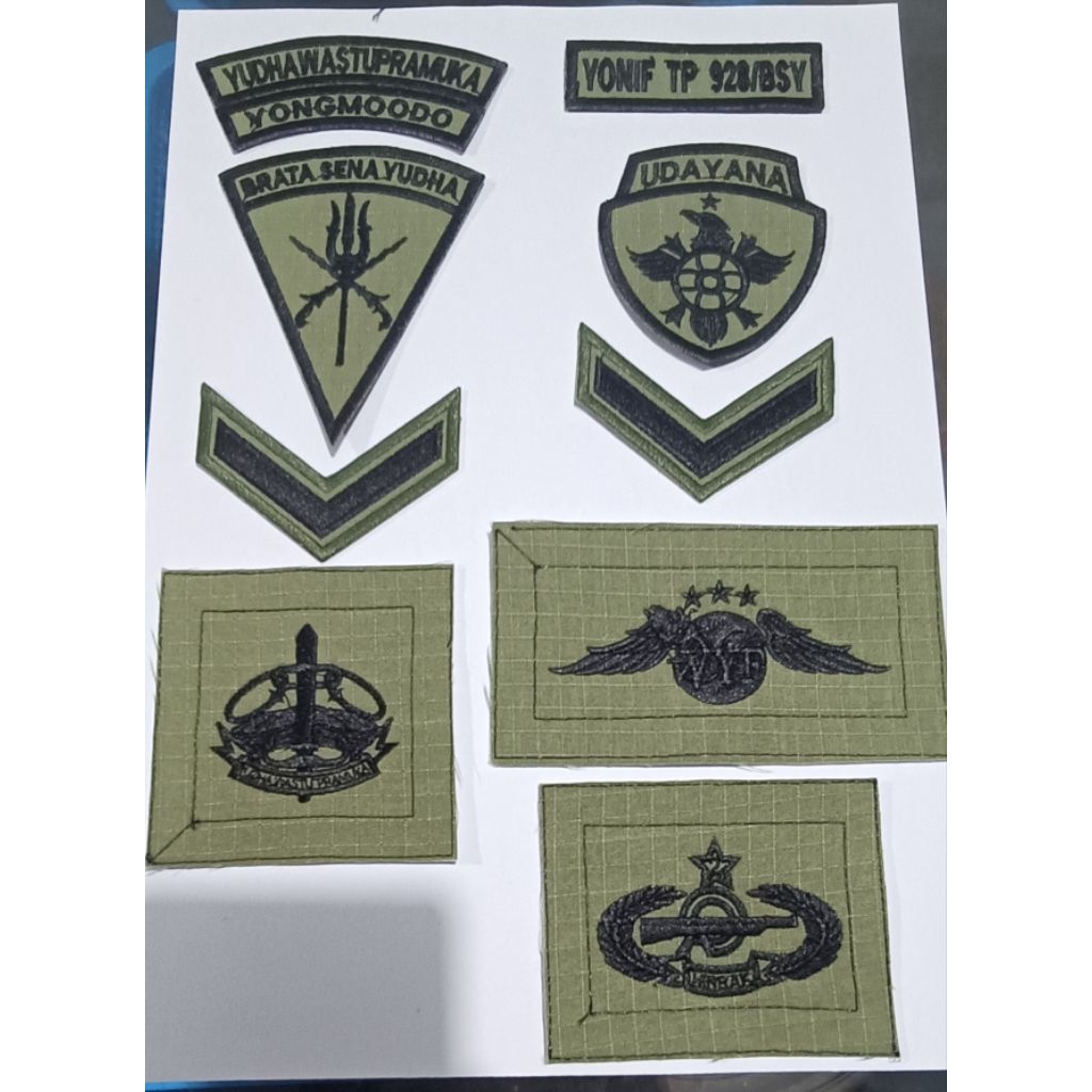 atribut Pdl TNI AD Sage green