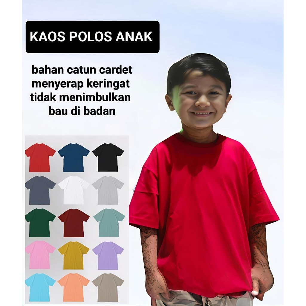 KAOS POLOS ANAK 2-12  TAHUN PREMIUM KATUN TEBAL 30s | KOAS POLOS ANAK PRIA WANITA