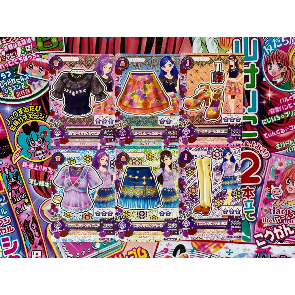 Kartu Aikatsu Sora Kazesawa Mizuki Kanzaki Ran Shibuki Ethnic Fringe Set Bijou Black Chiffon Set Jep