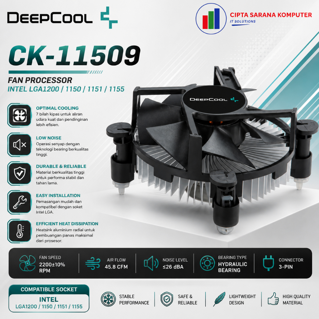 Fan Processor Deepcool CK-11509 LGA775 LGA1155 LGA1150 LGA1200 - CPU Cooler