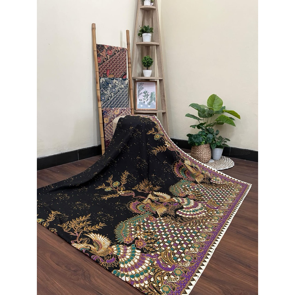 KAIN BATIK SOLO MOTIF MERAK WARNA UNGU K