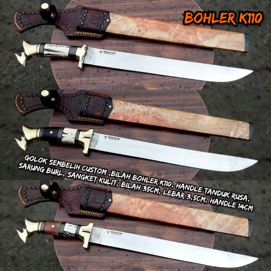 GOLOK PISAU SEMBELIH SAPI KAMBING BAJA BOHLER K110  TAJAM 35 CM