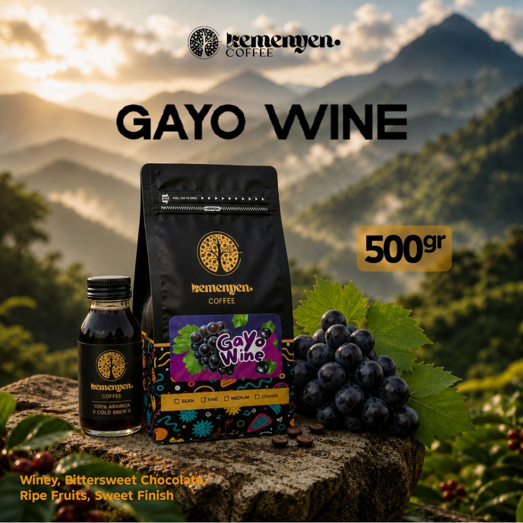 Kemenyen Coffee Kopi Arabika Gayo Wine - 500gr