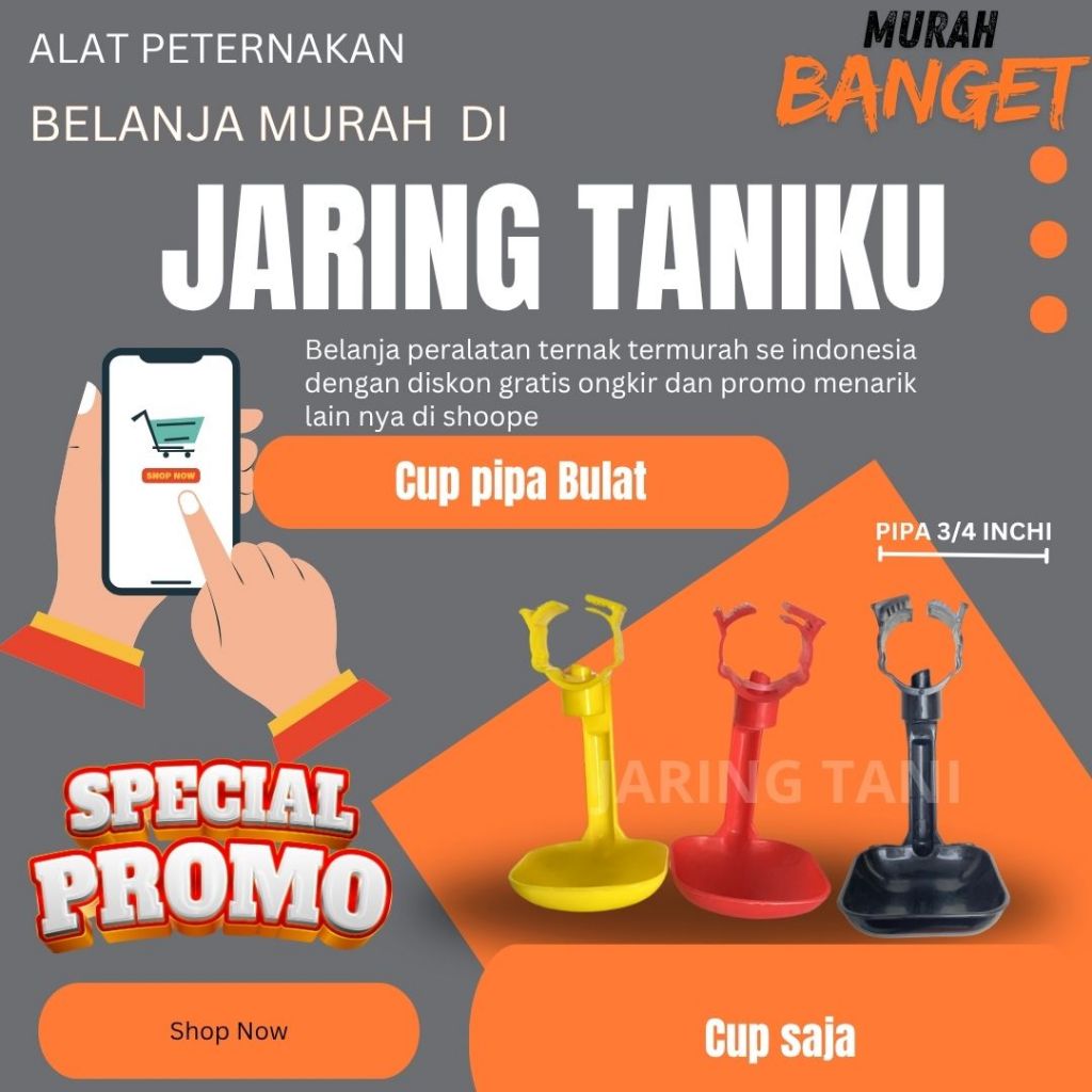 Nipel Broiler Nipel Ayam Drink Cup / Nipel Minum Ayam Broiler untuk Pipa Bulat 3/4 (TANPA KASUL)