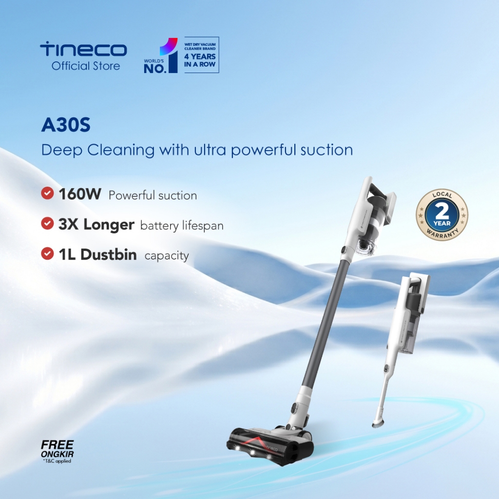 Tineco A30S Penyedot Debu Vakum Tanpa Kabel Stik Tangan