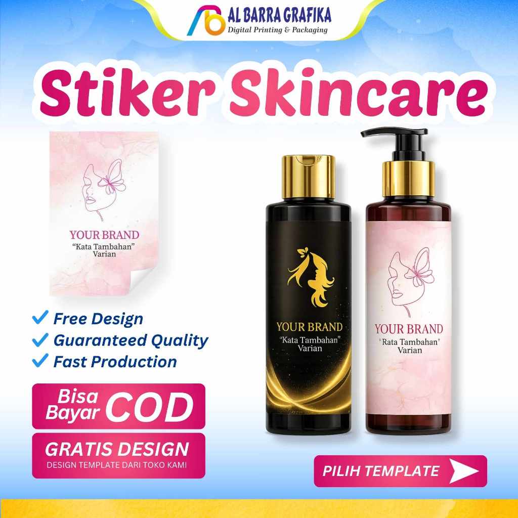 FREE DESAIN STIKER LOGO SKINCARE/LOTION/HB DOSaTING/AESTHETIC/INISIAL GOLD/FREE REQUEST BACKGROUND S
