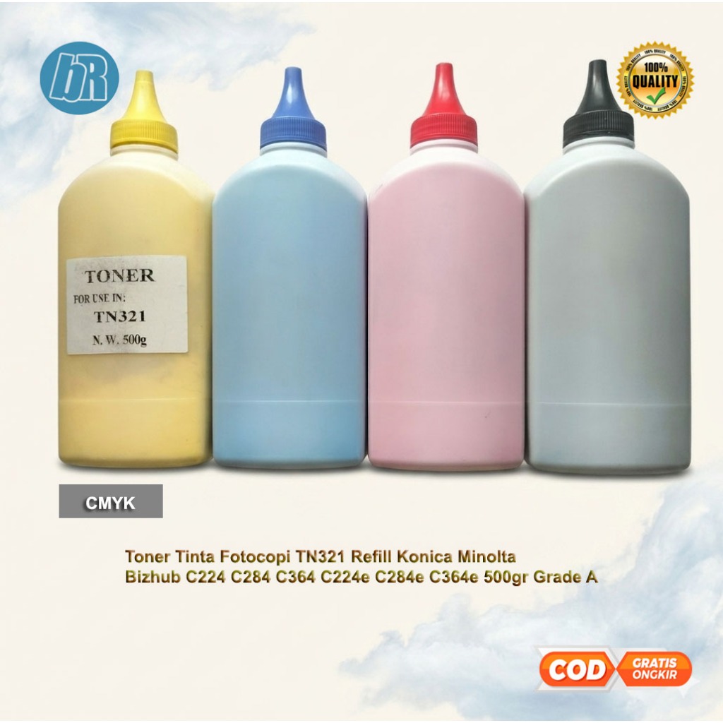 Toner Tinta Fotocopi TN321 Refill Konica Minolta Bizhub C224 C284 C364 C224e C284e C364e 500gr Grade