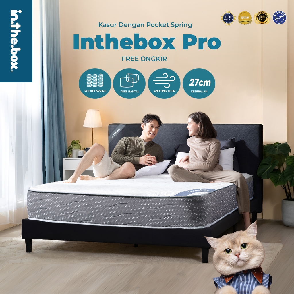 INTHEBOX Pro Kasur Spring Bed Pocket - GRATIS Bantal | Kasur Ukuran 90x200, 100x200, 120x200, 140x20