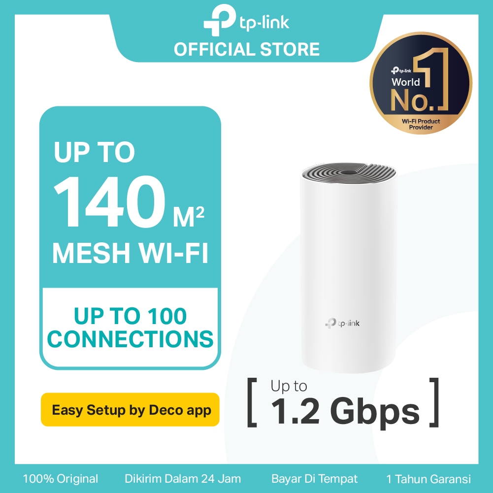 TP-Link Deco E4 | 1 pack | AC1200 Mesh WiFi System | Dual Band | Wireless Router | Access Point