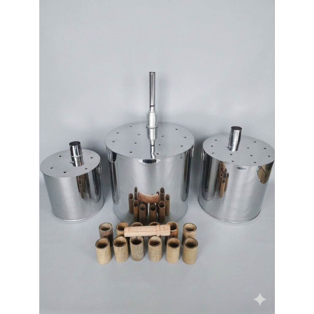Dandang uap putu bambu / Dandang bulat kue putu / Dandang putu cangkir bahan stainless