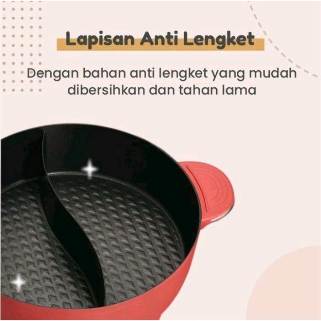 Emily Electric Double Sided Hot Pot 6L Panci Listrik Hot Pot Hot Pot Anti Lengket