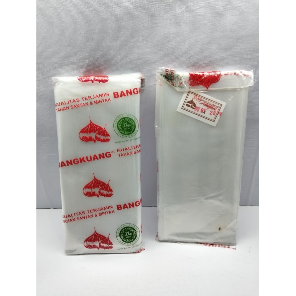 Plastik PE BANGKUANG/ Kantong PE UK 9X20 ( Hrg 1BKS)