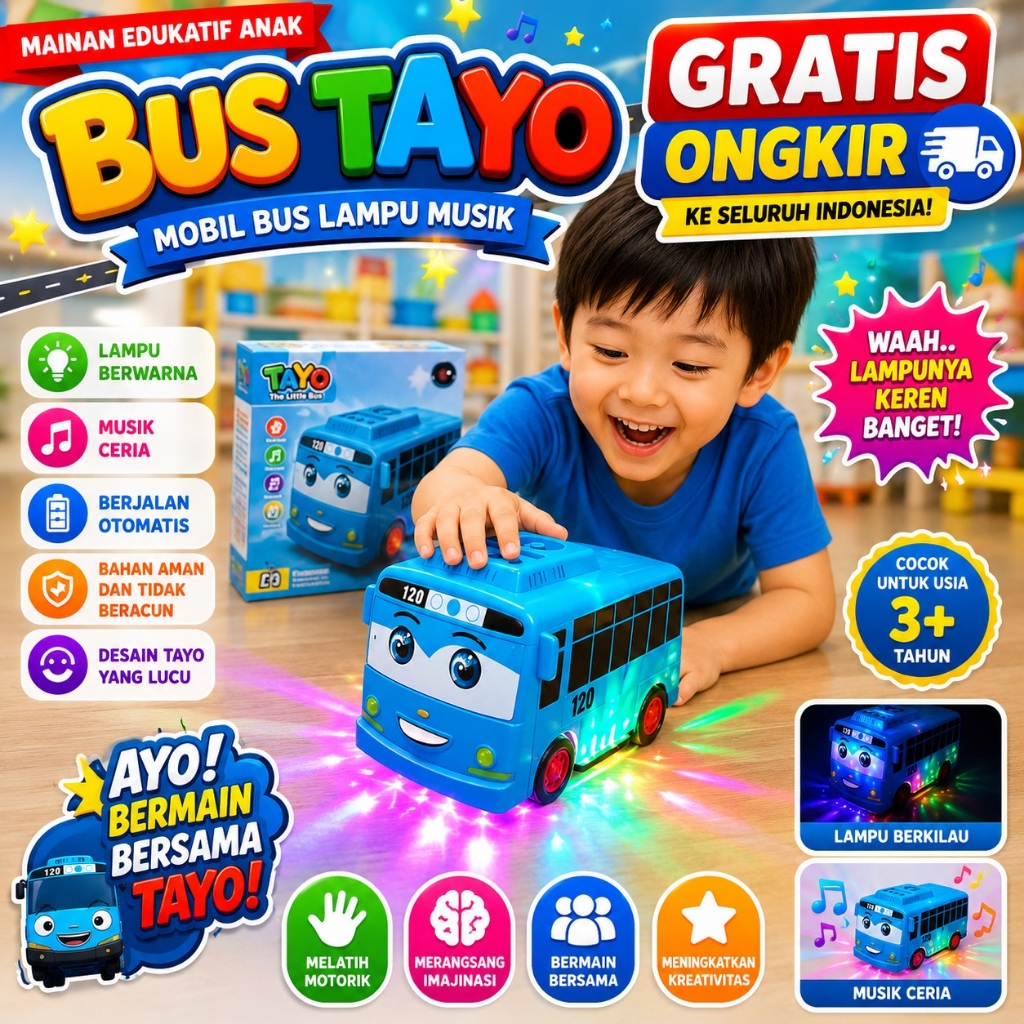 Mainan Bus Tayo Dancing - BusTayo Musik - Mainan Bus Tayo Besar - Mainan Bus Tayo Anak - Bus Tayo Ke