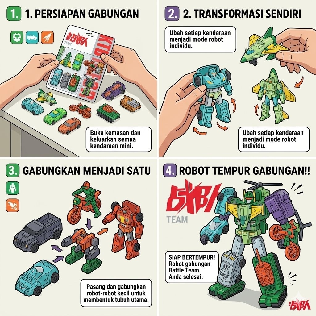 8pcs / mainan robot kecil / transformer / deformasi / mainan transformasi / edukasi berubah bentuk