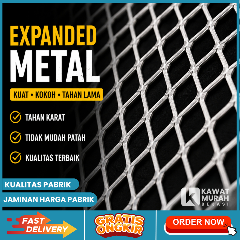 EXPANDED METAL BESI BAJA LEMBARAN 1,2x2,4M | KUAT & READY STOCK | KAWAT MURAH BEKASI
