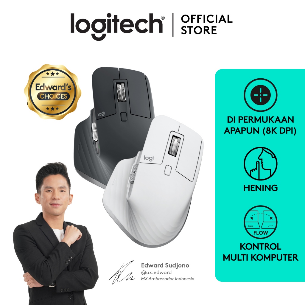 Logitech MX Master 3S Performance Mouse Wireless Bluetooth Quiet Click
