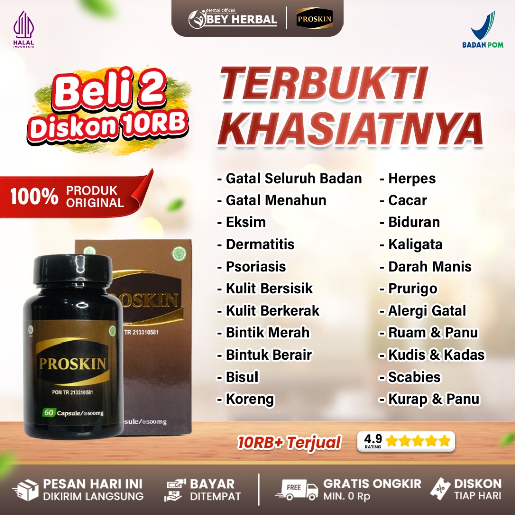 Proskin Kapsul Original 100% Terlaris - Obat Gatal Kulit Proskin - Obat Herbal Multikhasiat Khusus P