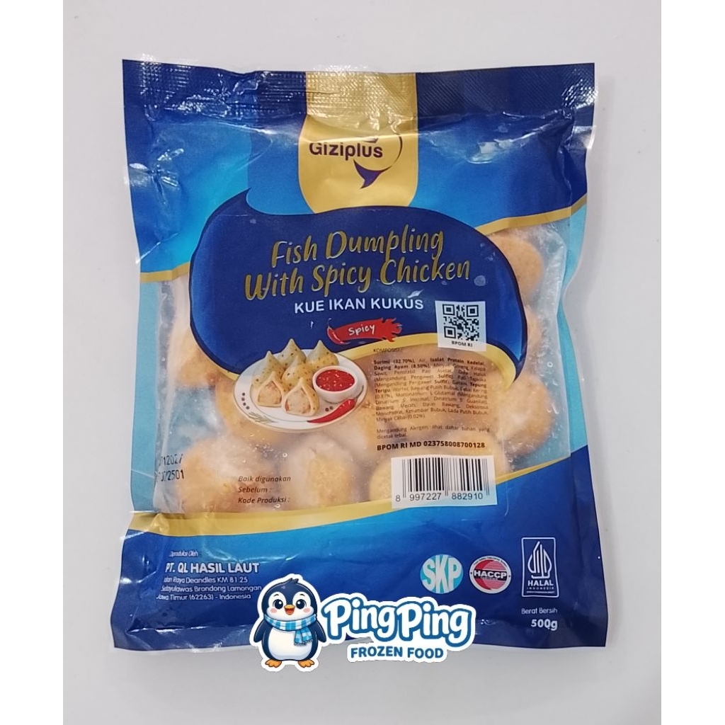 GIZI PLUS Fish Dumpling Chicken Spicy 500gr GIZIPLUS Daging Ikan Olahan isi Ayam Pedas Hot Cilli Ste