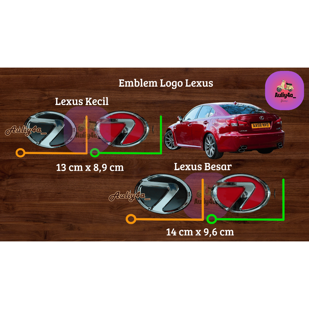 Emblem logo lexus merah hitam 13cm / emblem logo lexus hitam merah 14cm / logo lexus hitam / logo le